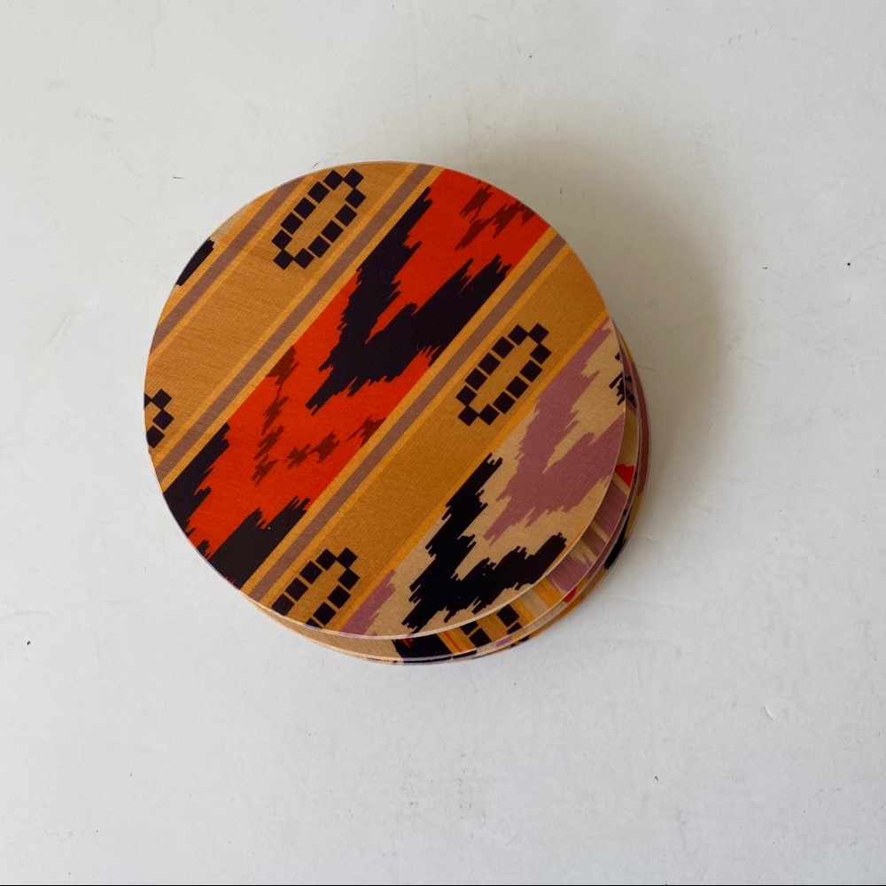Wolfum Ikat Patterned Wood Coasters